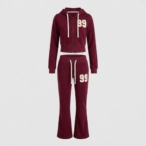 <b>Women's</b> Casual Two-Piece Sweat Set Zip Hoodie Heavy Duty Cotton Streetwear Fleece Windproof High Quality <b>Tracksuit</b> - Product Image 4