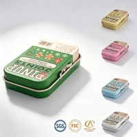 Boîte en métal rectangulaire vide personnalisée de petite taille pour emballer des bonbons, des pilules, des pastilles à la menthe avec couvercle à charnière