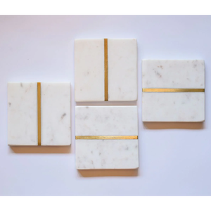 Sous-verres en marbre naturel faits à la main, écologiques, durables, lavables, finition naturelle, vaisselle pour promotions - Product Image 3