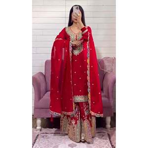 ชุดสูทปาร์ตี้แฟนซีของผู้หญิงเสื้อสายชาราเย็บเต็มตัวพร้อม dupatta - Product Image 5