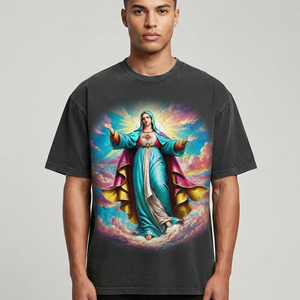 Camiseta con diseño gráfico personalizado de oración, cuello redondo, 100% algodón jersey, tela transpirable, manga corta, para uso unisex. - Product Image 4
