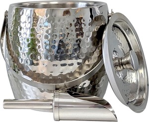 Seau à glace isotherme double paroi en acier inoxydable de style américain avec couvercle et pinces, idéal pour les fêtes, hôtels et fournitures de restauration - Product Image 1