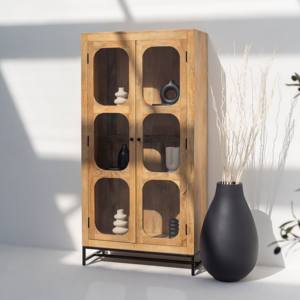Vitrine en bois Vandana Merino Mira, design moderne et minimaliste en bois massif, meuble de rangement - Product Image 5