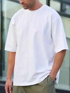 T-shirt en coton pur pour homme avec broderie de logo personnalisé, tailles plus grandes, manches courtes - Product Image 2