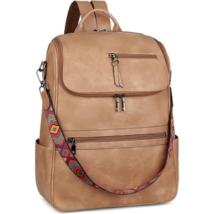 Sac à dos pour femme en cuir de chèvre véritable, grande capacité, finition haut de gamme, spacieux, pour le travail, les voyages, le shopping et l'usage quotidien - Product Image 3