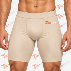 Best Selling Plus Size Men's Mid Waist Compression Shorts Custom Logo Workout Wear <b>Lace</b> Decoration <b>Elastic</b> Waist Solid Pattern - Product Image 5