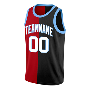 Custom Black <b>Red</b>-Blue Split Fashion <b>Tops</b> Basketball Jersey Color-Split <b>High</b> School Best Quality Stitched Basketballs Jersey - Product Image 3