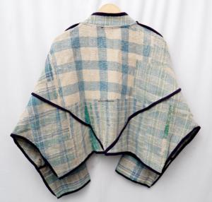 Veste Kantha vintage haut de gamme pour femme, 100 % coton, patchwork dessiné à la main, écologique, respirante, séchage rapide, col mandarin, coupe classique - Product Image 4