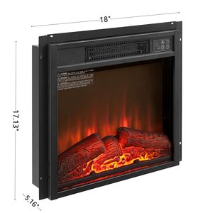Cheminée électrique encastrable moderne en verre 1400W 120V avec télécommande, flamme réaliste ultra-mince, noire - Product Image 2