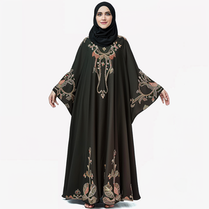 मध्य पूर्व दुबई अमीरात अरब क्लासिक बागे काले Abaya मुस्लिम कपड़े ठोस रंग कढ़ाई ईरानी कफ्तान Abaya - Product Image 4