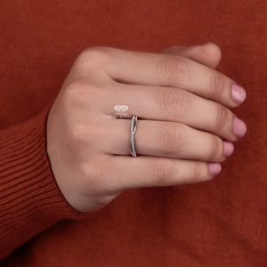 Curved Lab Grown Diamond Twisted Wedding Band 14K Gold Minimalist Stackable Bridal <b>Ring</b> Matching Band Manufacturer Supplier - Product Image 2