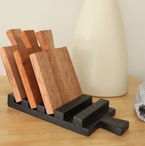 Support vertical en bois de qualité supérieure pour planches à découper avec base solide, organisateur de comptoir de cuisine moderne pour rangement et décoration - Product Image 4