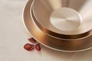 <b>Large</b> 25cm Round Bronzeware Dinner <b>Plate</b>, Elegant Hand-forged Korean Traditional Serving Dish - Product Image 5