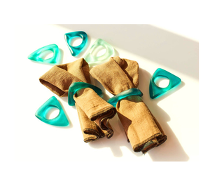 Anillos de Servilleta de Resina para Mesa de Comedor, Forma Triangular, Color Agua de Mar, Anillo de Servilleta de Resina en Oferta - Product Image 1
