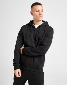 Ensemble de survêtement pour homme, sweat-shirt à capuche zippé noir en polaire, couleur unie, décontracté, pour l'automne - Product Image 3