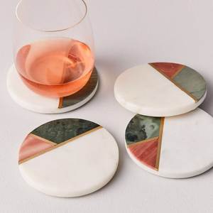 Artisan Cast Resin <b>Coaster</b> Handmade <b>Ceramic</b> <b>Coasters</b> Round Bohemian Style With Pressed Flowers And Gold Leaf Decorative <b>Coaster</b> - Product Image 3