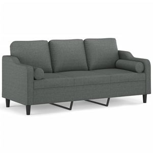 Sofá de 3 Plazas para Sala de Estar, Color Gris Oscuro, 100% Poliéster, con Textilene y Estructura Metálica - Product Image 2
