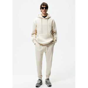 Conjunto deportivo de invierno para hombre ODM, de alta calidad, color sólido, forro polar de algodón grueso, sudadera informal y pantalones. - Product Image 1