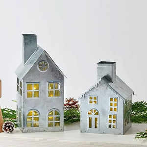 Decoraciones Navideñas con Forma de Casa de Metal, Artesanía Tradicional, Juego de Adornos Festivos para Interiores y Exteriores - Product Image 3