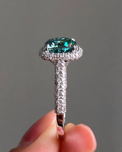 <b>925</b> Sterling <b>Silver</b> Original Green Moissanite Gemstone Handmade designer Fine <b>Ring</b> Customized <b>Silver</b> Rhodium Plated - Product Image 2