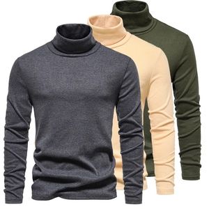Pull à col roulé pour homme, manches longues, tricoté, couleur unie, uniforme d'hiver - Product Image 1