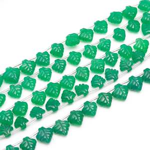 Cuentas de Ónix Verde Natural en Forma de Hoja, Talladas a Mano, para Joyería, 10-11MM - Product Image 4