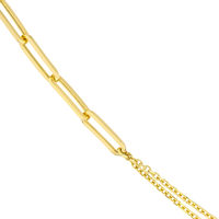 Collar de cadena doble Paperclip Split SV JEWELS Jade Classic de 3m, chapado en oro, estilo cubano, de aleación, ecológico, unisex.