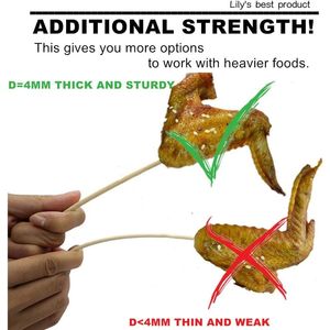 Spiedini in bambù naturale da 10 pollici per kebab, fontana di cioccolato, grigliate e barbecue, cucina, artigianato e antipasti, cocktail di frutta - Product Image 4