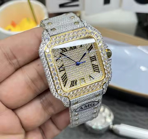Montre de Luxe pour Homme en Quartz Moissanite Sertie de Diamants, Entièrement Incrustée VVS, Style Hip Hop Audacieux et Brillant - Product Image 5