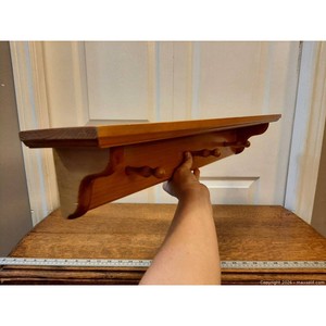 Handcrafted <b>Rustic</b> Pine Wood Wall Shelf with Ornate Brackets-Living Room Storage Wholesale From India - Product Image 1