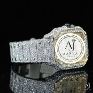 Montre mécanique de luxe Aarva Jewels Hip Hop Iced Out avec cadran carré, aiguilles, boîtier en acier inoxydable, fermoir papillon et verre - Product Image 2