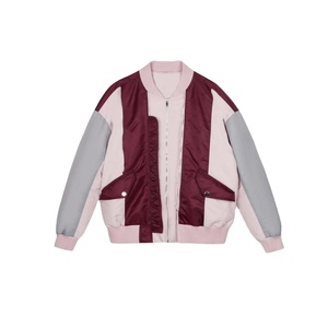 Blouson d'aviateur de couleur unie grande taille pour homme hiver 100% polyester nylon blouson d'aviateur en coton à blocs de couleurs avec fermeture éclair - Product Image 6