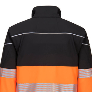 High Visibility Safety <b>Jacket</b> Class 2 Waterproof Reflective Workwear Orange Black Stripe Design - Product Image 2