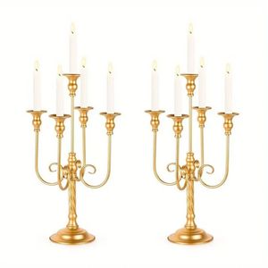Candelabro Dorado de 3 Brazos al por Mayor, Portavelas de Metal, Soporte Duradero de Hierro para Velas Cónicas, Decoración para Mesas de Hotel y Eventos Navideños - Product Image 3