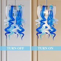 LONGREE Art Decor Lustre en verre de Murano fait à la main Suspension bleue et blanche pour l'île