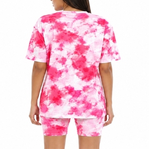 Premium Tie Dye Women Lounge Set Oversized T Shirt And <b>Shorts</b> Set Custom Printing Design Comfortable Fit Lightweight Fabric - Product Image 3