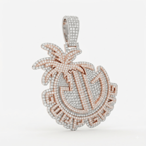 Hip Hop Style Custom Rose Gold Plated 925 <b>Silver</b> Double Layer Iced <b>Initial</b> Letter Moissanite Diamond Big Pendant <b>Necklace</b>-Party - Product Image 4
