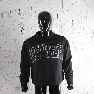 BYBEE BLACK <b>Mock</b> <b>Neck</b> Sweatshirt 100% BLACK Applique Embroidery wide <b>neck</b> Sweatshirt Finer Threads - Product Image 4