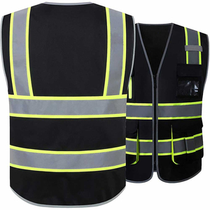 Gilet de sécurité haute visibilité réfléchissant imperméable ANSI CLASSE 2 avec fermeture éclair, logo personnalisé, poches en polyester pour la construction - Product Image 2