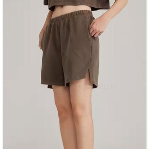 Shorts de Cintura Alta para Mujer, Lavado Ácido, 100% Algodón, Secado Rápido, Transpirables, Estilo Casual de Verano, Cómodos para el Día a Día - Product Image 4