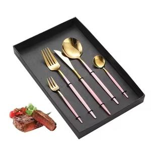 Ensemble de couverts en laiton doré de qualité supérieure avec manche noir, collection d'ustensiles de table de luxe, décoration élégante pour hôtel - Product Image 4