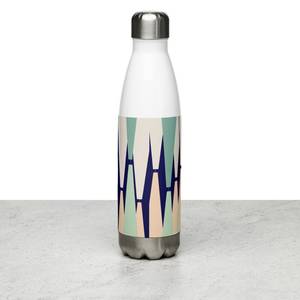 Botella de agua de acero inoxidable con diseño geométrico moderno, portátil, para viajes, con tapa. - Product Image 1