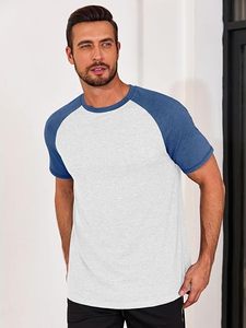 Men's Olive Green <b>Raglan</b> Sleeve T-Shirt Oversized Fit 100% Cotton Casual O-Neck Solid Color Jersey Breathable Front Logo <b>Top</b> - Product Image 2