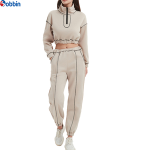 Conjunto Deportivo de 2 Piezas para Mujer, Sudadera de Cuello Alto y Pantalones Jogger, Ropa Casual de Otoño, Manga Larga, Color Sólido, Corte Holgado - Product Image 3