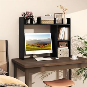 Libreria da scrivania in legno ingegnerizzato nero con monitor da 27FT/68,58 cm, 93,98 x 25,40 cm, e pensili da 73,66 cm con kit anti-ribaltamento - Product Image 2