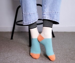 Chaussettes rayées pour femmes, mode coréenne, en coton peigné de qualité supérieure - Product Image 6