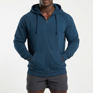 Sweat-shirt à capuche en coton chaud pour homme, fermeture éclair intégrale, veste décontractée de fitness et streetwear, vêtements de sport personnalisés - Product Image 2