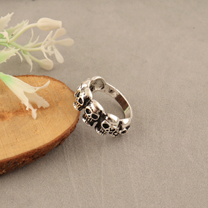 18k Silver Plated Brass <b>Skull</b> Face <b>Ring</b> Unique Style Trendy Women Fashion Jewelry Best Selling Product Statement Minimalist <b>Ring</b> - Product Image 3
