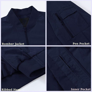 Wholesale High Quality Men's Winter Bomber Jacket <b>Stand</b> Collar & Front Logo Breathable & Eco-Friendly Nylon/Polyester Fabric - Product Image 6