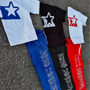 Ensemble deux pièces pour homme avec logo personnalisé, t-shirt à capuche surdimensionné et pantalon de survêtement, tenue décontractée d'hiver, motif à carreaux, jersey à séchage rapide - Product Image 5